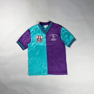 Vintage Soccer Jersey with Half Purple and Half Teal Design